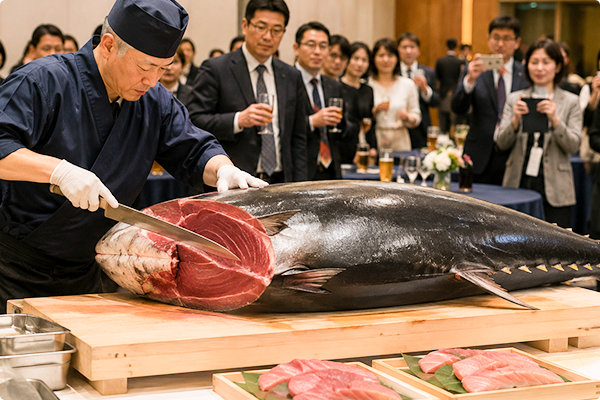 マグロの解体パフォーマンス